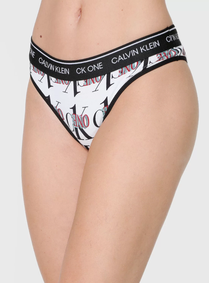 Calcinha Tanga Ck One Mesh Print - Calvin Klein Underwear - Preto